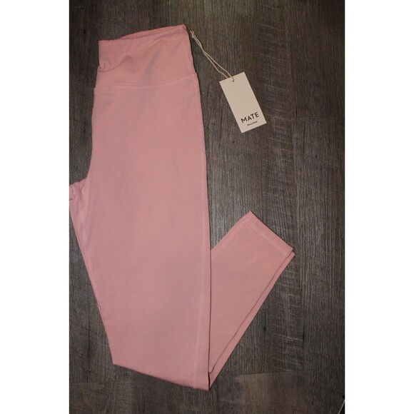 MATE THE LABEL ORGANIC COTTON STRETCH FULL LEGNTH LEGGINGS NEW! PINK - Picture 2 of 8